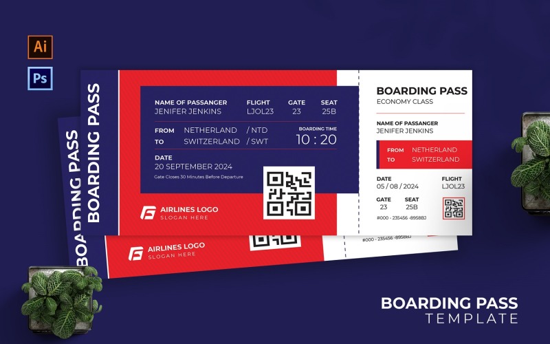 Ticket Flight Boarding Pass Corporate Identity