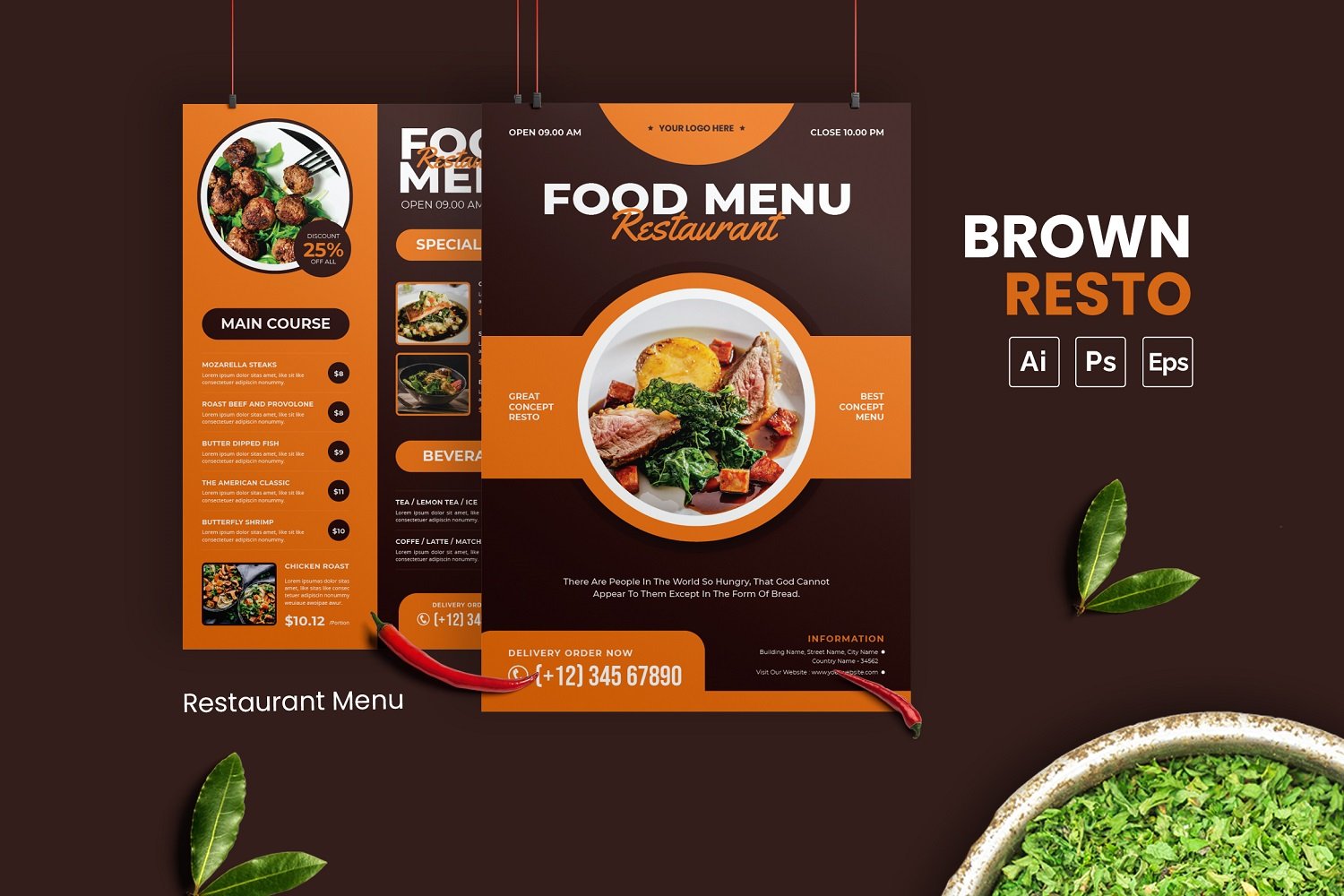 Template #212434 Restaurant Design Webdesign Template - Logo template Preview