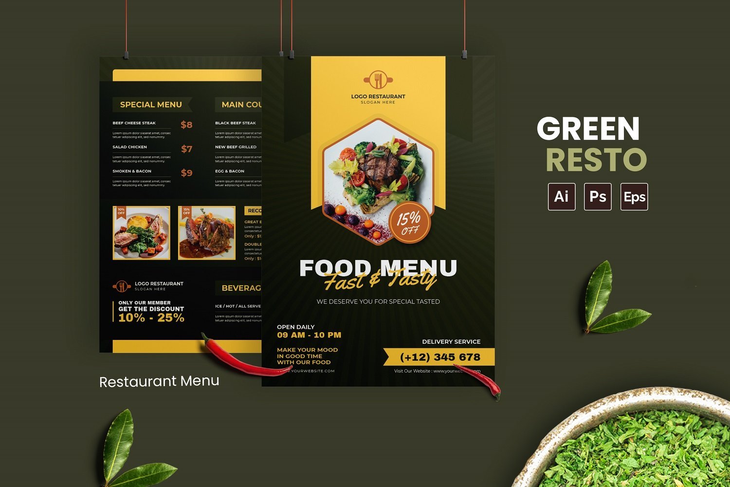 Template #212436 Restaurant Design Webdesign Template - Logo template Preview