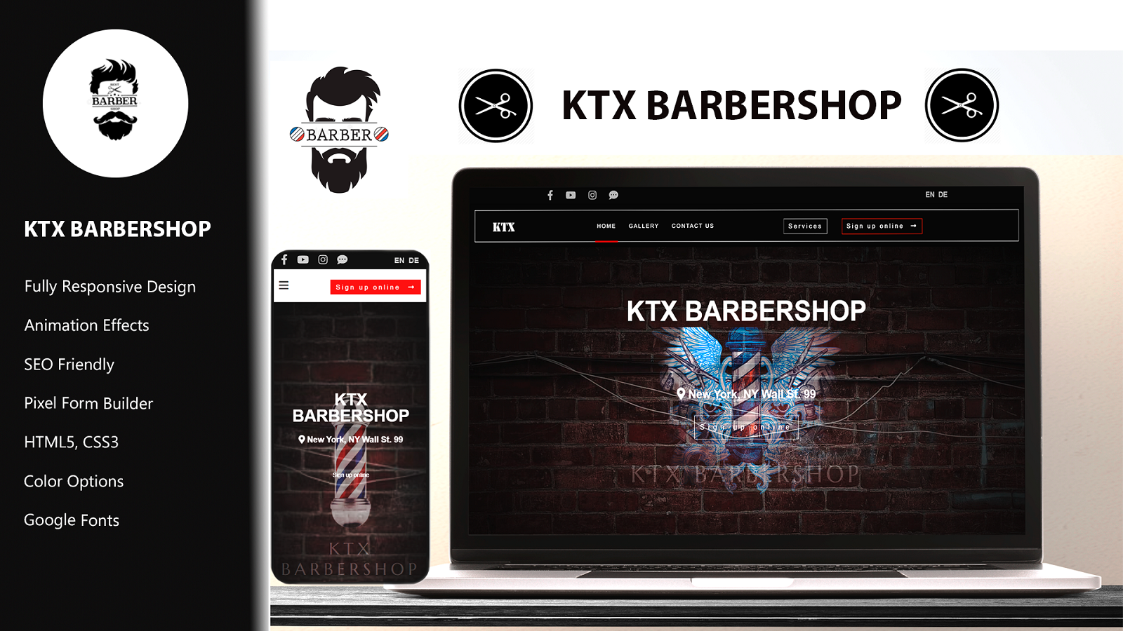 KTX Barbershop - Responsive HTML5 Template