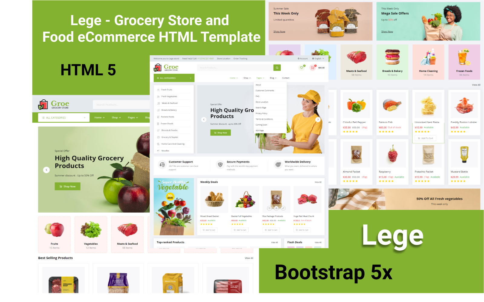 Lege - Grocery Store and Food eCommerce HTML Template