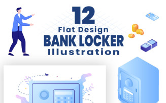 12 Bank Locker Storage Safe Box Illustration