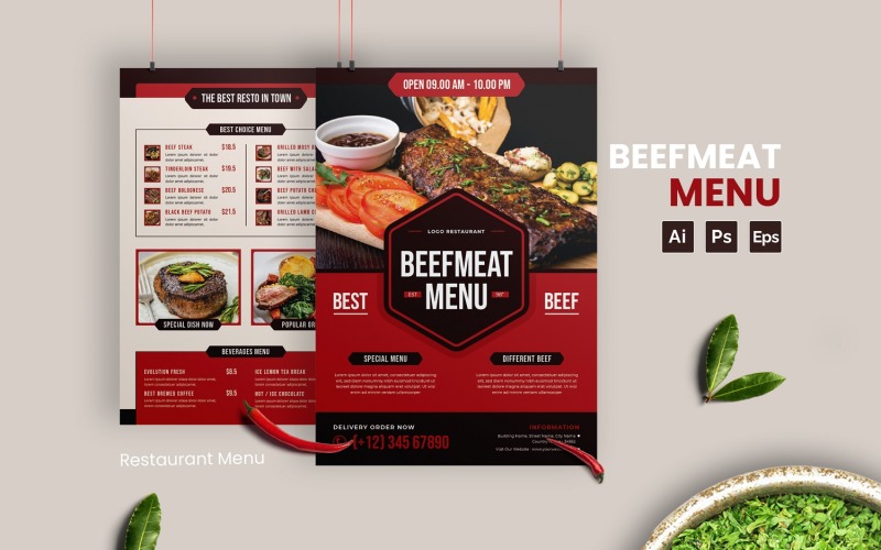 Beef Meat Menu Food Menu Template Corporate Identity