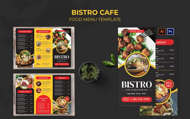 Bistro Cafe Food Menu Template Corporate Identity