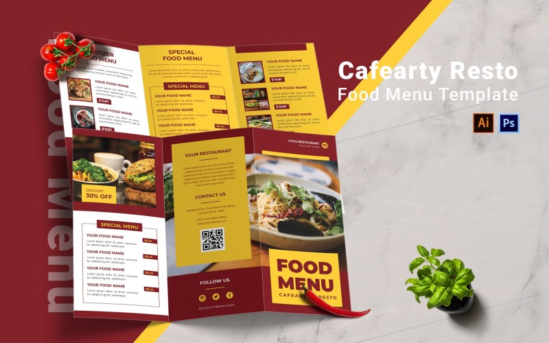 Cafearty Resto Food Menu Template Corporate Identity