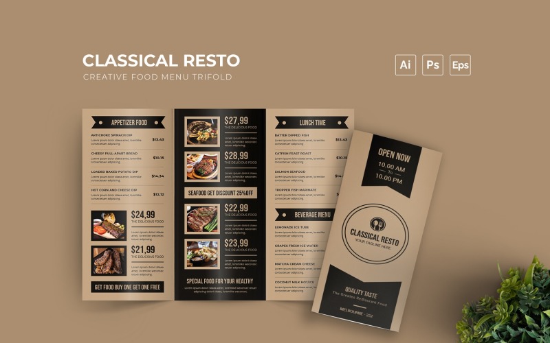 Classic Resto Food Menu Template Corporate Identity