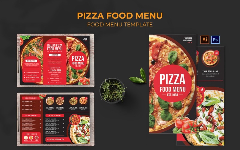 Delicious Pizza Food Menu Corporate Identity
