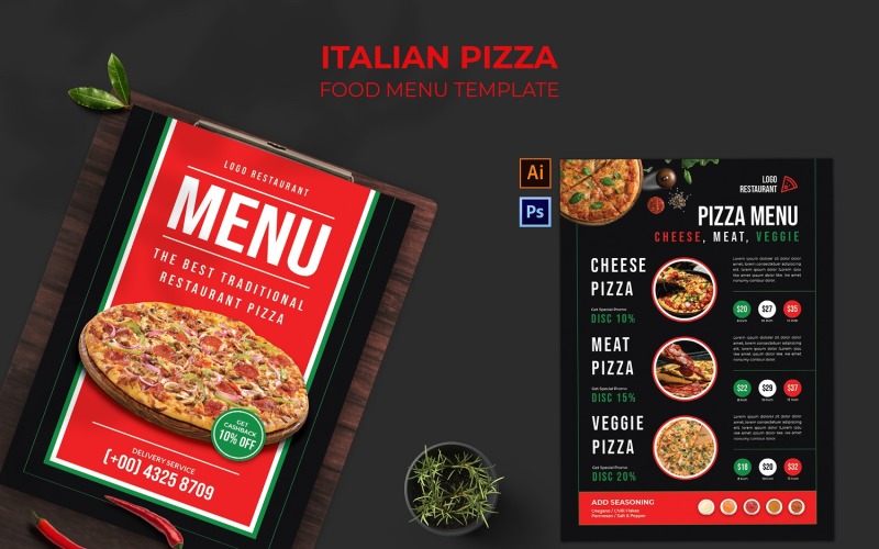 Elegant Italian Pizza Food Menu Corporate Identity