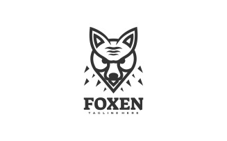 Fox Head Line Art Logo Style