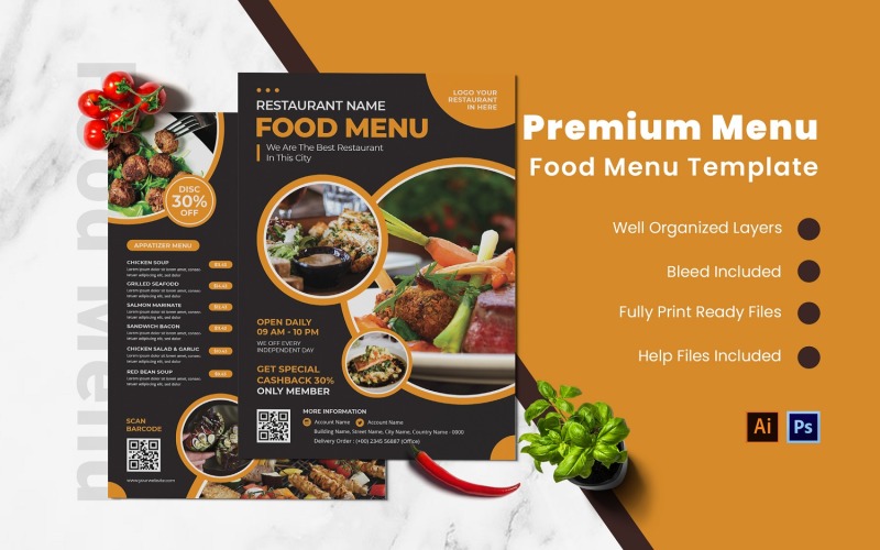 Premium Menu Food Menu Template Corporate Identity