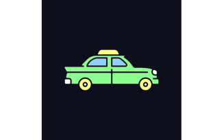 Retro Taxi Car RGB Color Icon For Dark Theme Vectors
