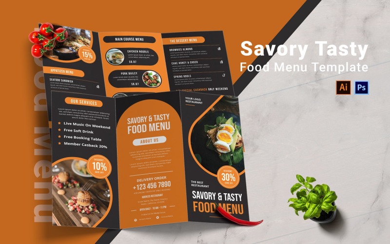 Savory Tasty Food Menu Template Corporate Identity