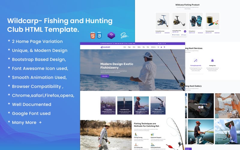 Wildcarp - Fishing and Hunting club HTML Template Website Template