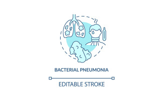 Bacterial Pneumonia Blue Concept Icon Vectors
