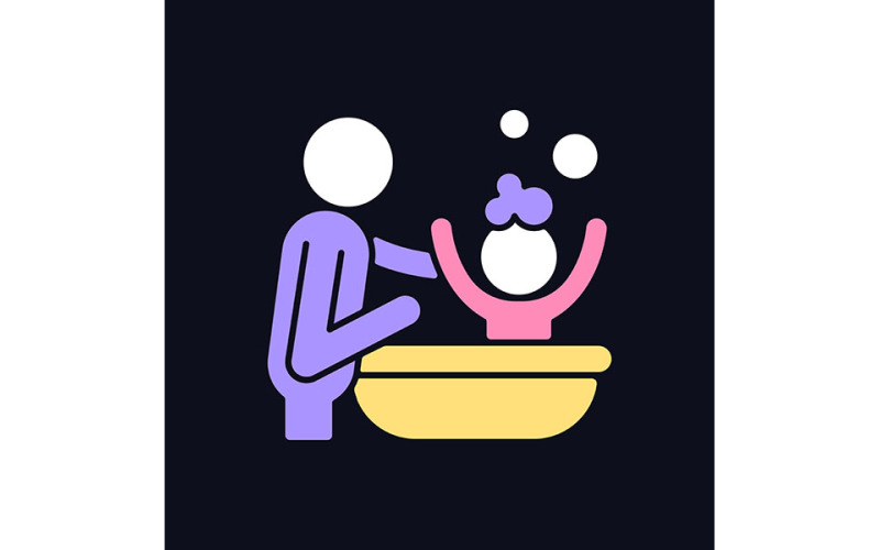 Bathing Child RGB Color Icon For Dark Theme Vector Graphic