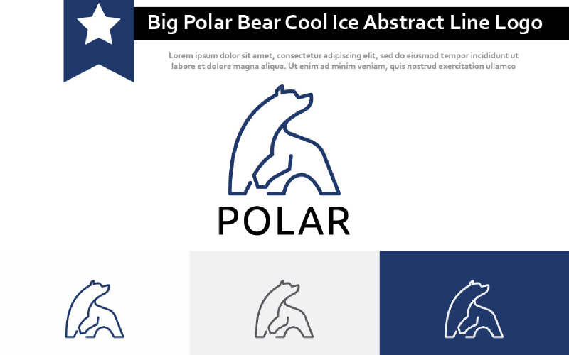 Big Polar Bear Cool Ice Abstract Line Logo Logo Template