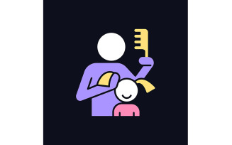 Braiding Daughter Pigtails RGB Color Icon For Dark Theme