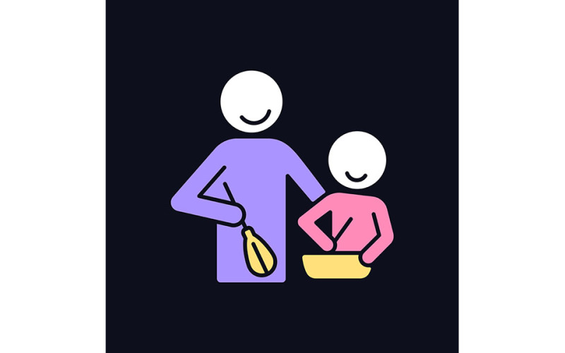 Cooking With Kid RGB Color Icon For Dark Theme Vector Graphic