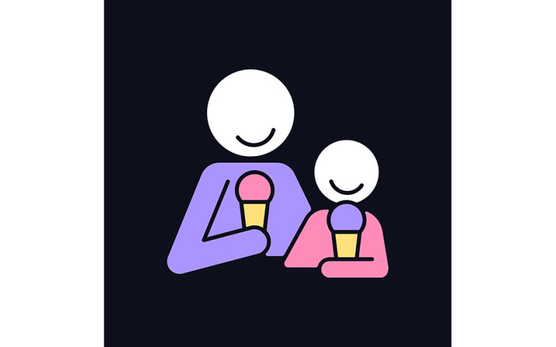 Eating Ice Cream Together RGB Color Icon For Dark Theme Vectors Vector Graphic