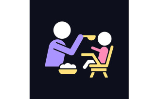 Feeding In Highchair RGB Color Icon For Dark Theme Vectors