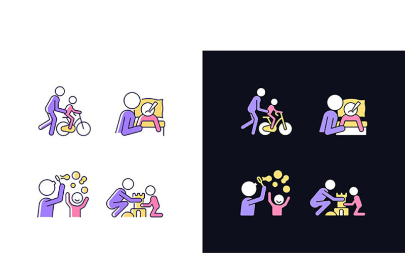 Good Parenting Light And Dark Theme RGB Color Icons Set Vector Graphic