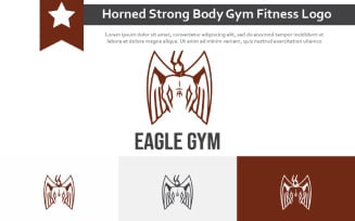 Horned Eagle Man Wings Strong Body Builder Gym Fitness Center Logo