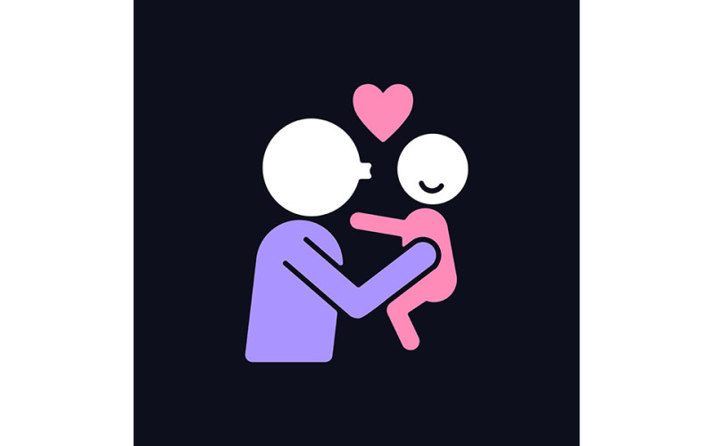 Kissing Child On Cheek RGB Color Icon For Dark Theme Vector Graphic