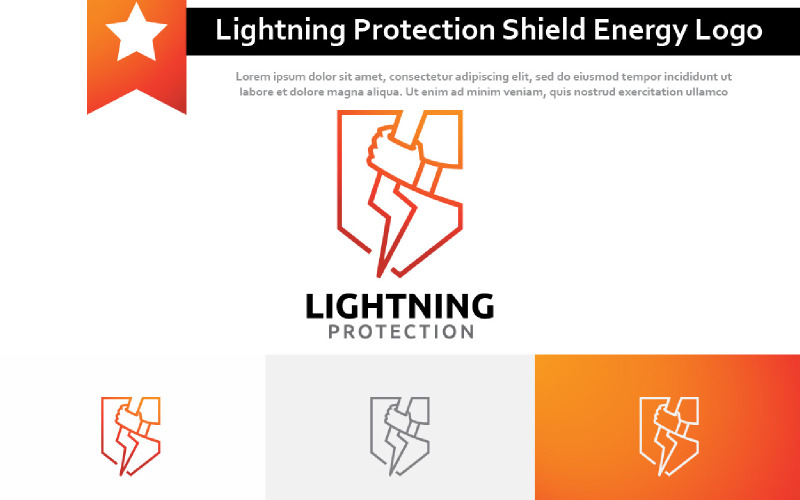 Lightning Protection Shield Safety Power Energy Line Logo Logo Template