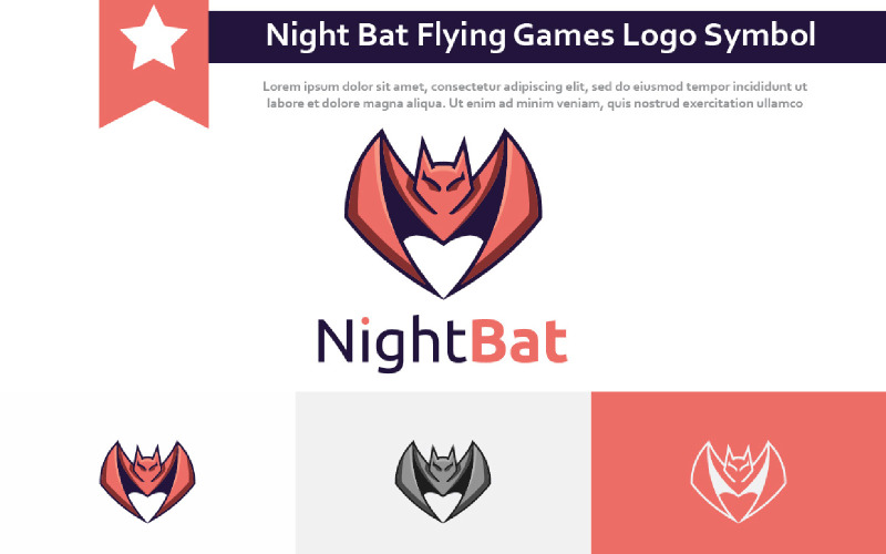 Night Bat Flying Animal Games Fun Logo Symbol Logo Template
