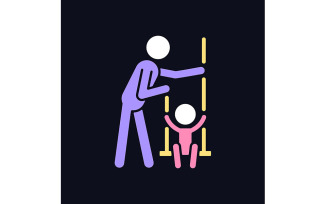 Playing On Swings RGB Color Icon For Dark Theme Vectors