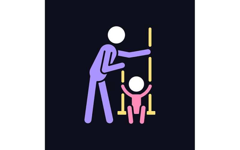 Playing On Swings RGB Color Icon For Dark Theme Vectors Vector Graphic