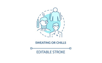 Sweating And Chills Blue Concept Icon Vectors
