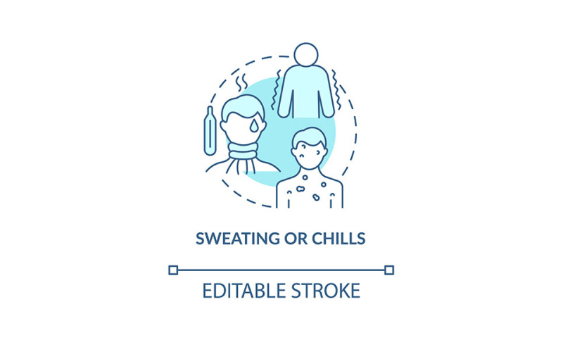 Sweating And Chills Blue Concept Icon Vectors Vector Graphic