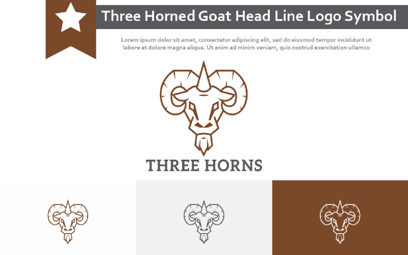 Three Horned Goat Head Line Logo Symbol Logo Template