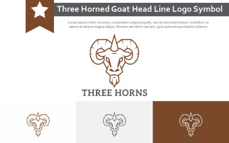Three Horned Goat Head Line Logo Symbol