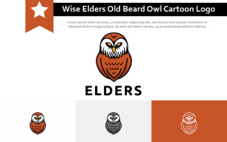 Wise Elders Old Beard Owl Bird Cartoon Logo