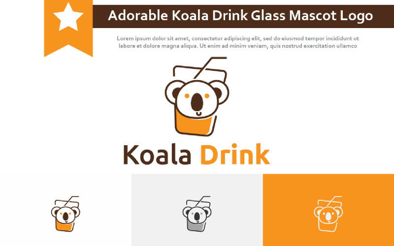 Adorable Fresh Fruit Koala Drink Glass Mascot Logo Logo Template