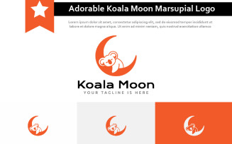 Adorable Koala Crescent Moon Sleeping Dreaming Marsupial Animal Logo