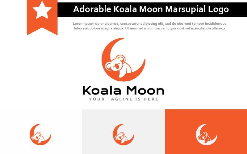 Adorable Koala Crescent Moon Sleeping Dreaming Marsupial Animal Logo Logo Template