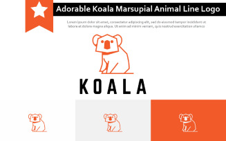 Adorable Koala Marsupial Animal Zoo Nature Line Logo