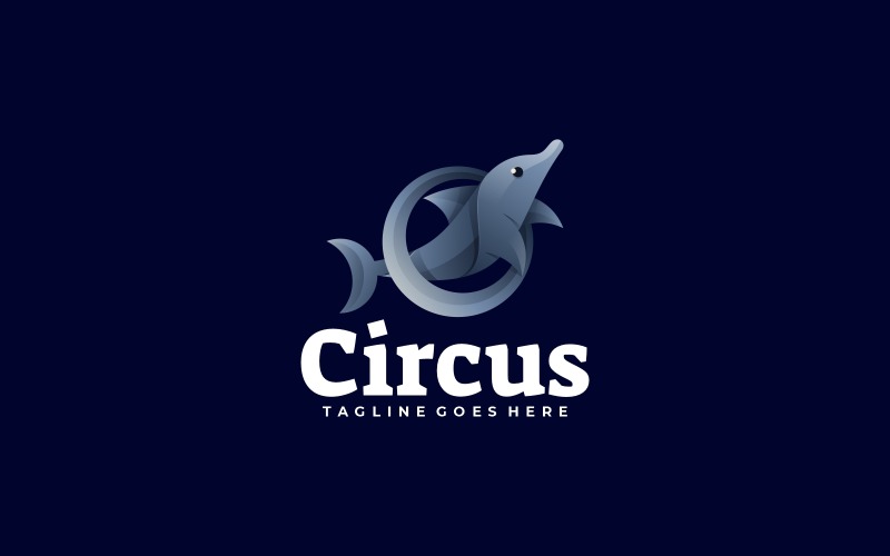 Circus Dolphin Gradient Logo Logo Template