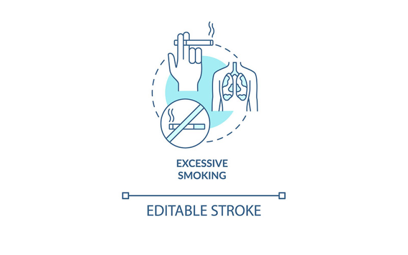 Excessive Smoking Blue Concept Icon Vector Graphic
