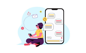 Girl Chatting On The Mobile Free Illustration Concept Vector