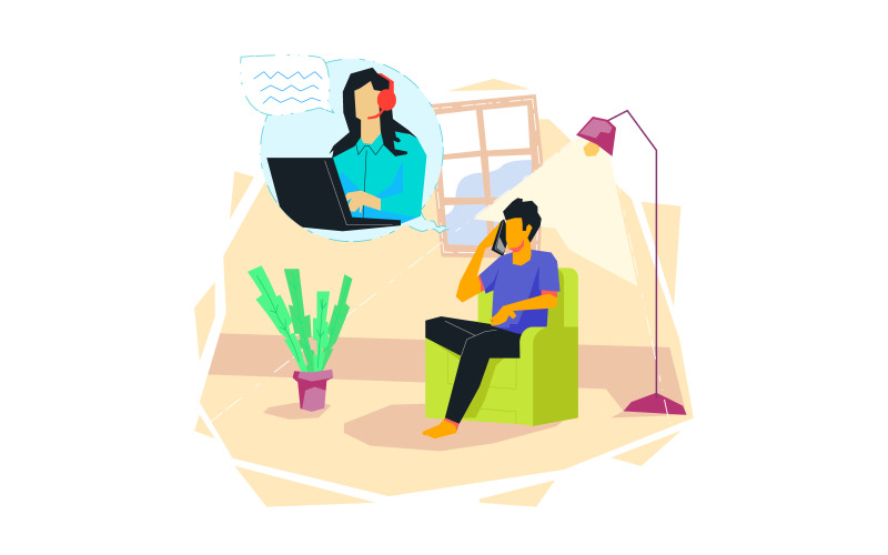 Talking To Call Center Free Illustration Concept