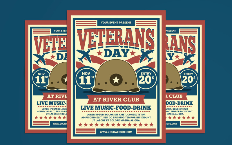 Veterans Day Flyer Event Template Corporate Identity
