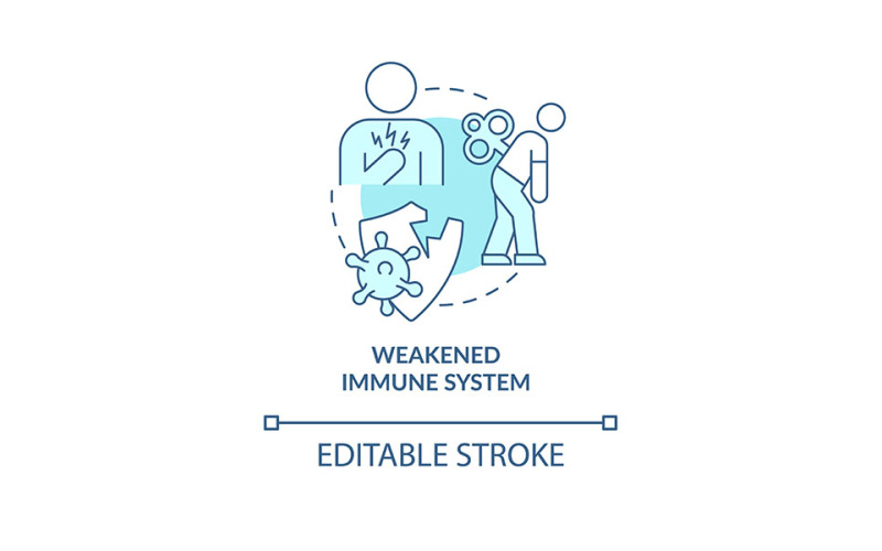 Weakened Immune System Blue Concept Icon Vector Graphic