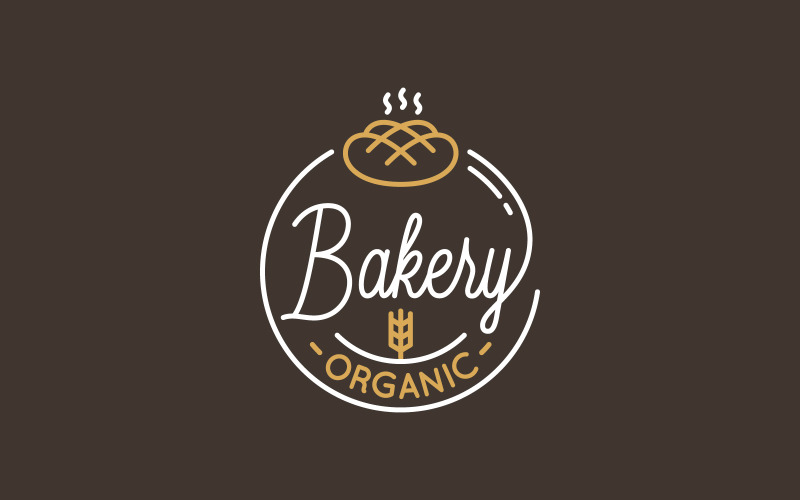 Bakery Shop Logo. Round Linear Of Bread Logo Template