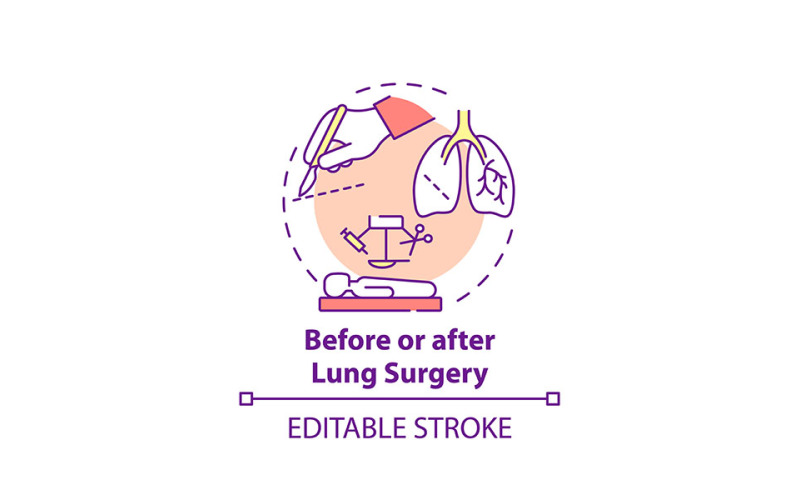 Before And After Lung Surgery Concept Icon Vector Graphic