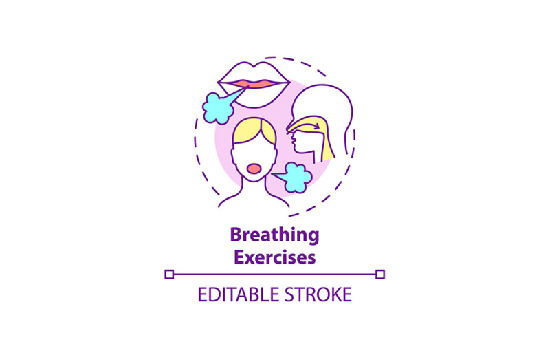 Breathing Exercises Concept Icon Vector Graphic