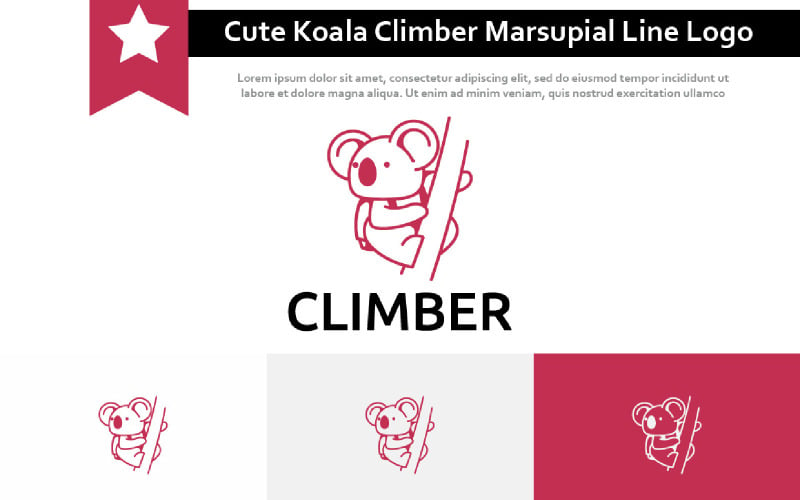 Cute Koala Climber Marsupial Animal Nature Line Logo Logo Template